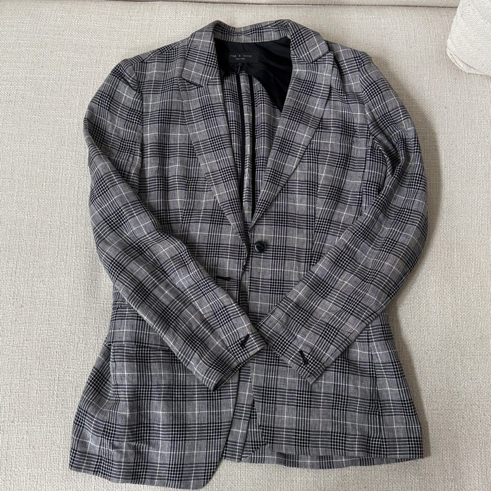 Rag & Bone Black and White Checkered Blazer